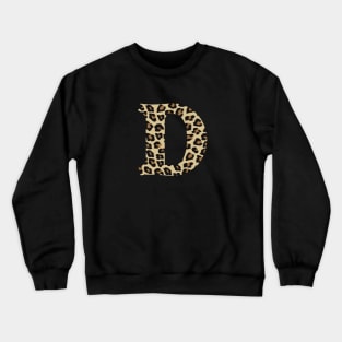 Letter D Leopard Cheetah Monogram Initial Crewneck Sweatshirt